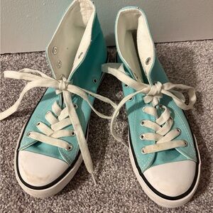 Stylish Turquoise High-Top Sneakers